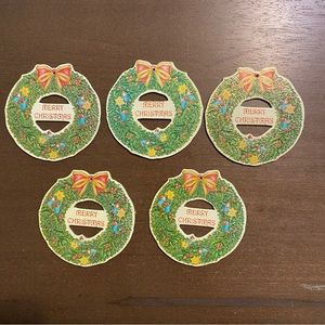 Vintage Merrimack Publishing Angel Elf Christmas Wreath Die cut Ornaments